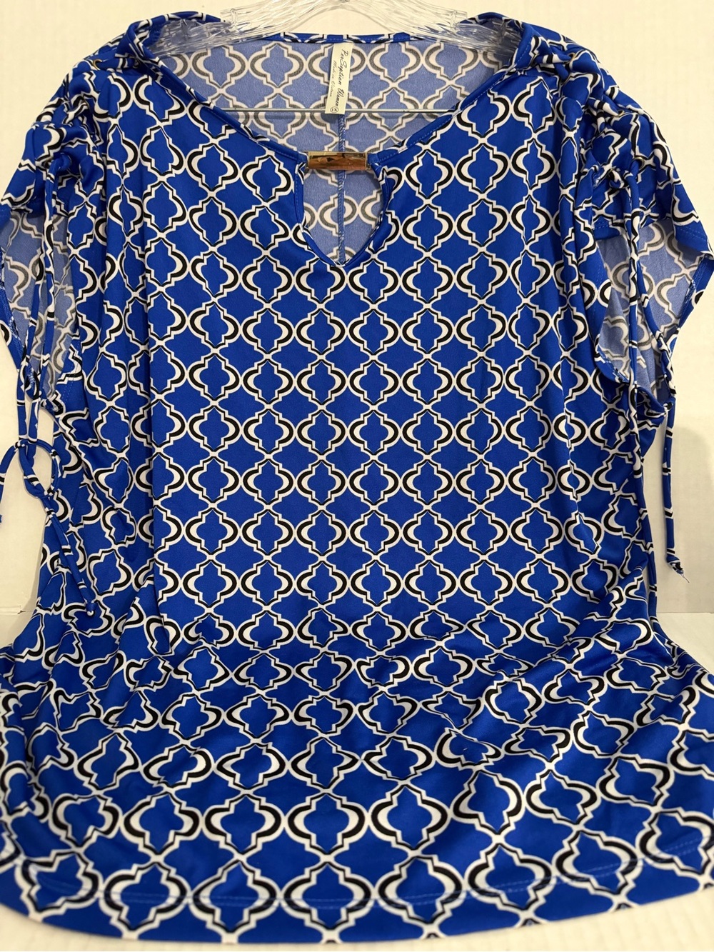 Perseption Royal Blue and White Geometric Tunic